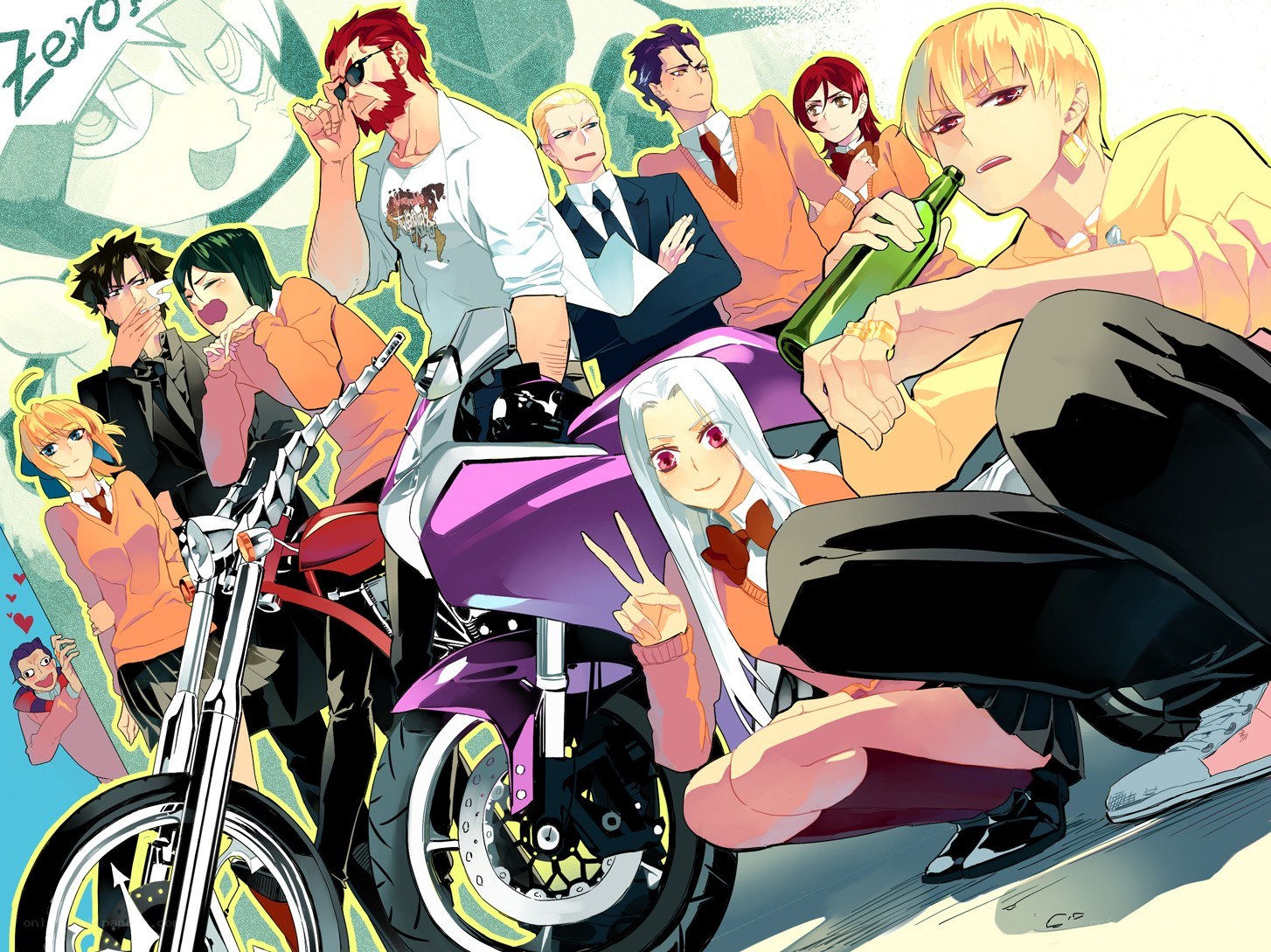 Anime characters with motorcycles