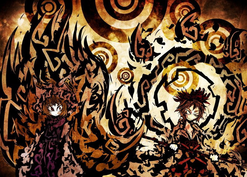Anime characters with mystical wings