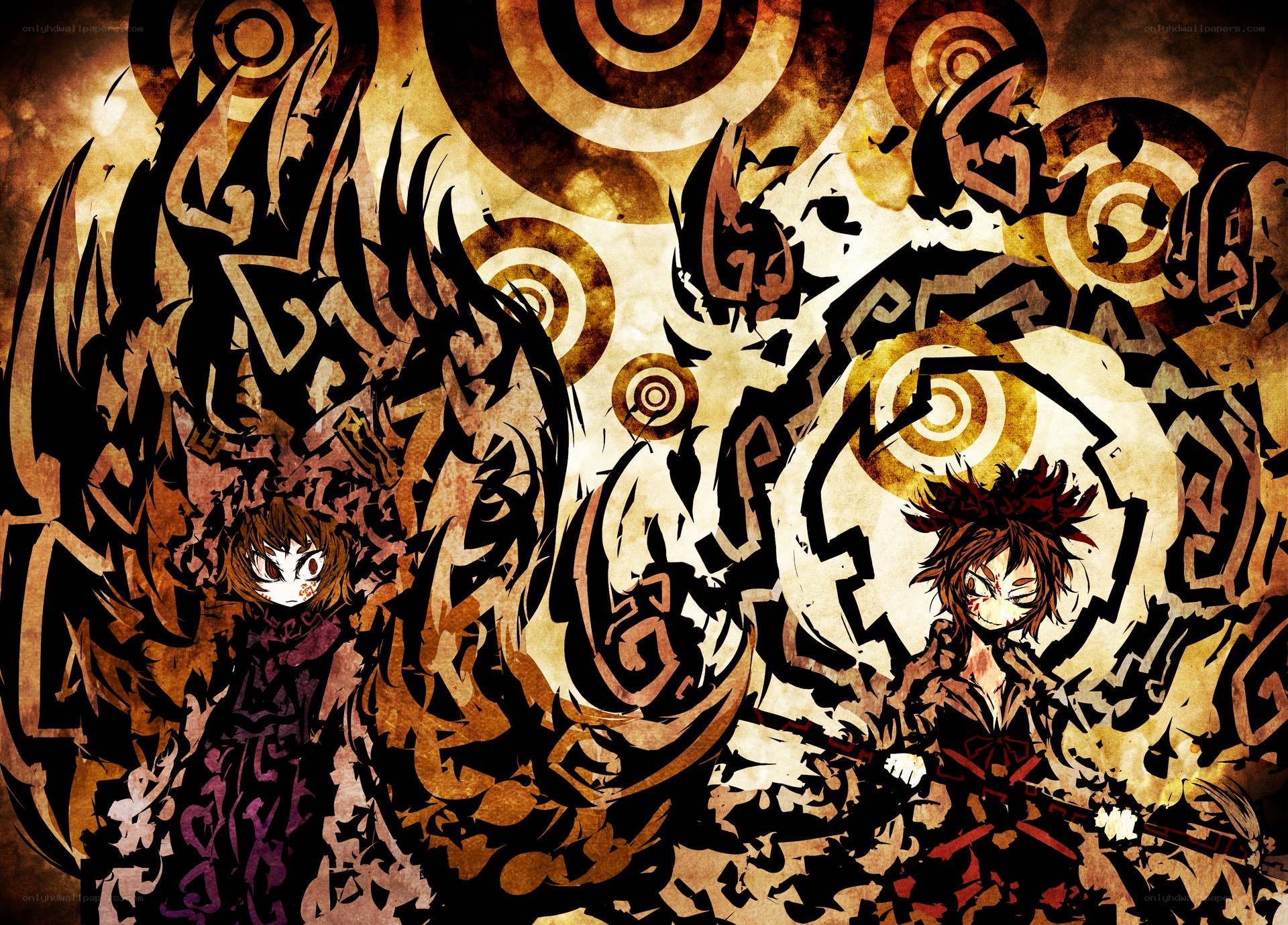 Anime characters with mystical wings