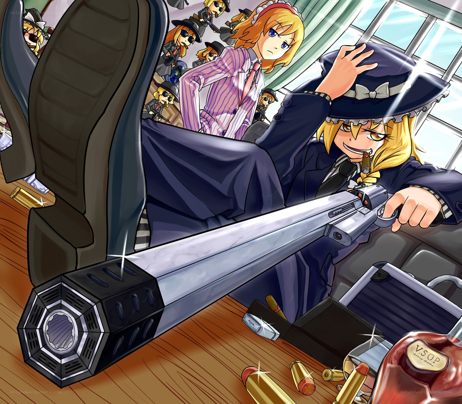 Anime characters with oversized gun