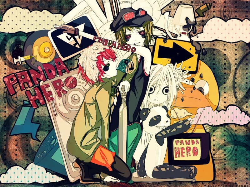 Anime Characters with Panda — Green