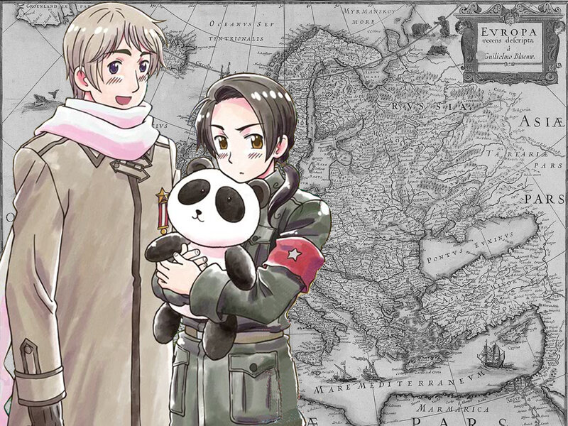 anime characters with panda toy