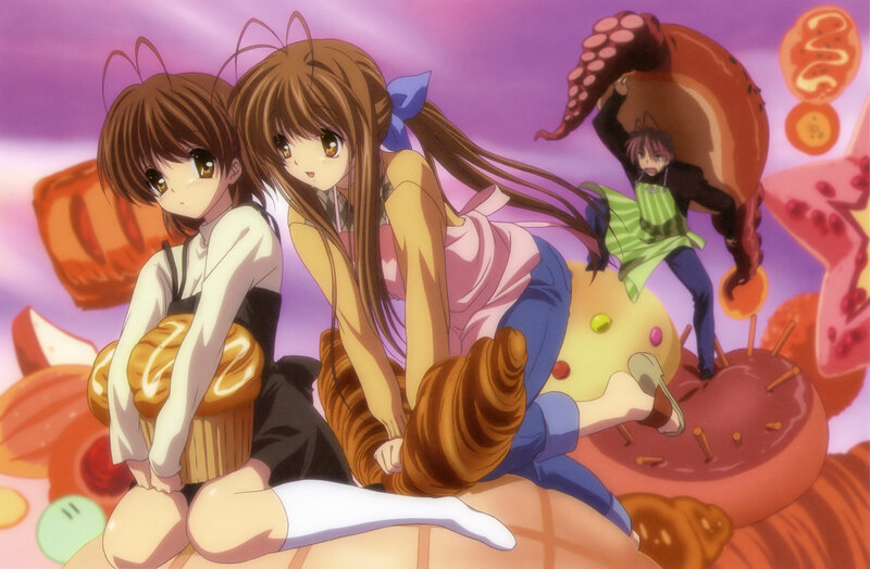 Anime characters with pastries