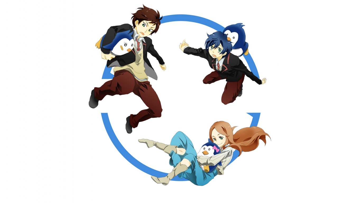 anime characters with penguins