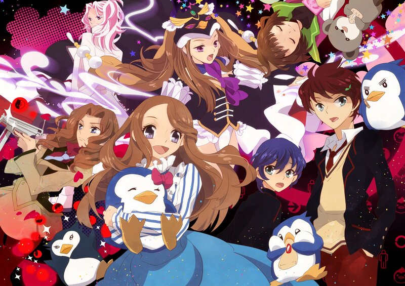 Anime characters with penguins