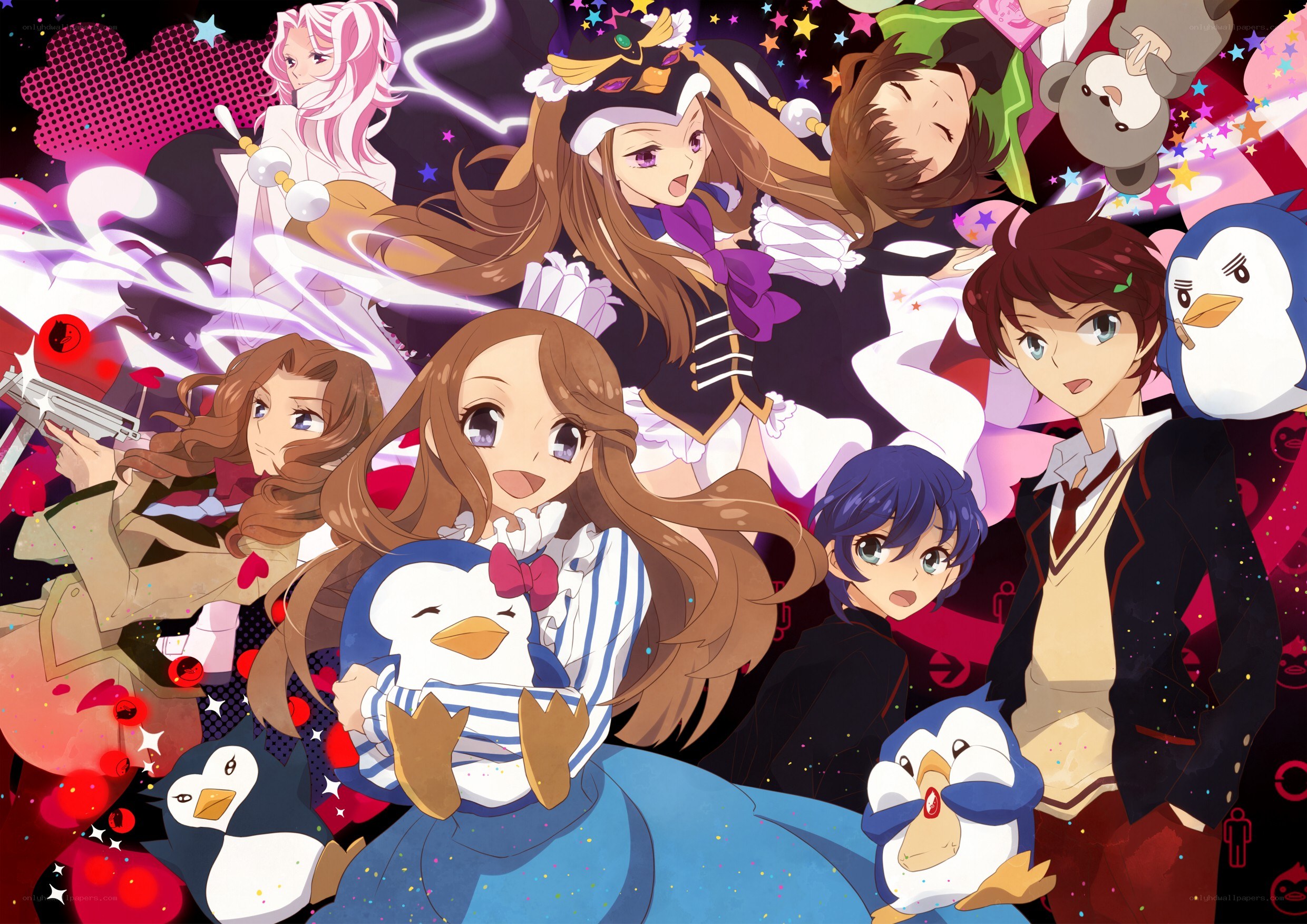Anime characters with penguins