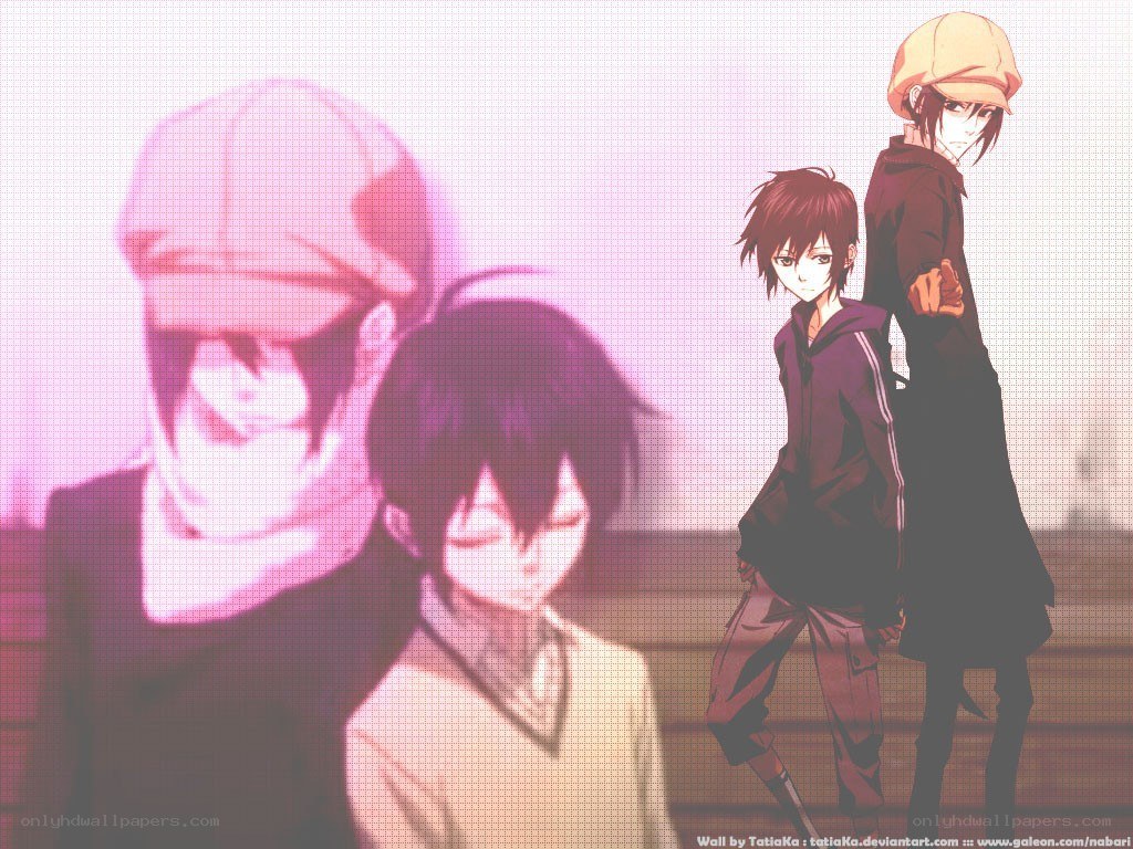 anime characters with pink overlay