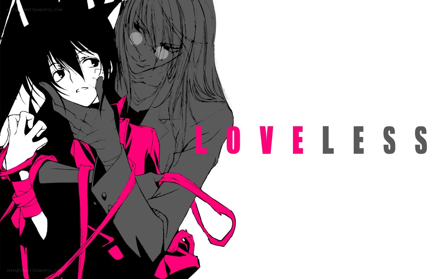 Anime characters with pink ribbons