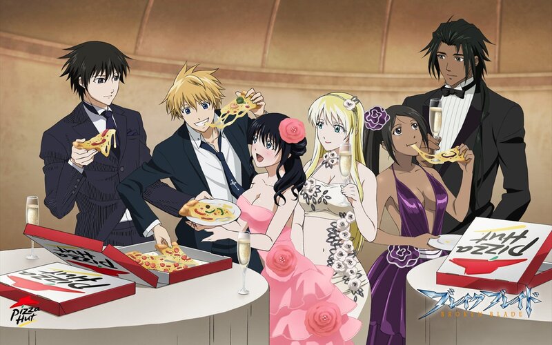anime characters with pizza