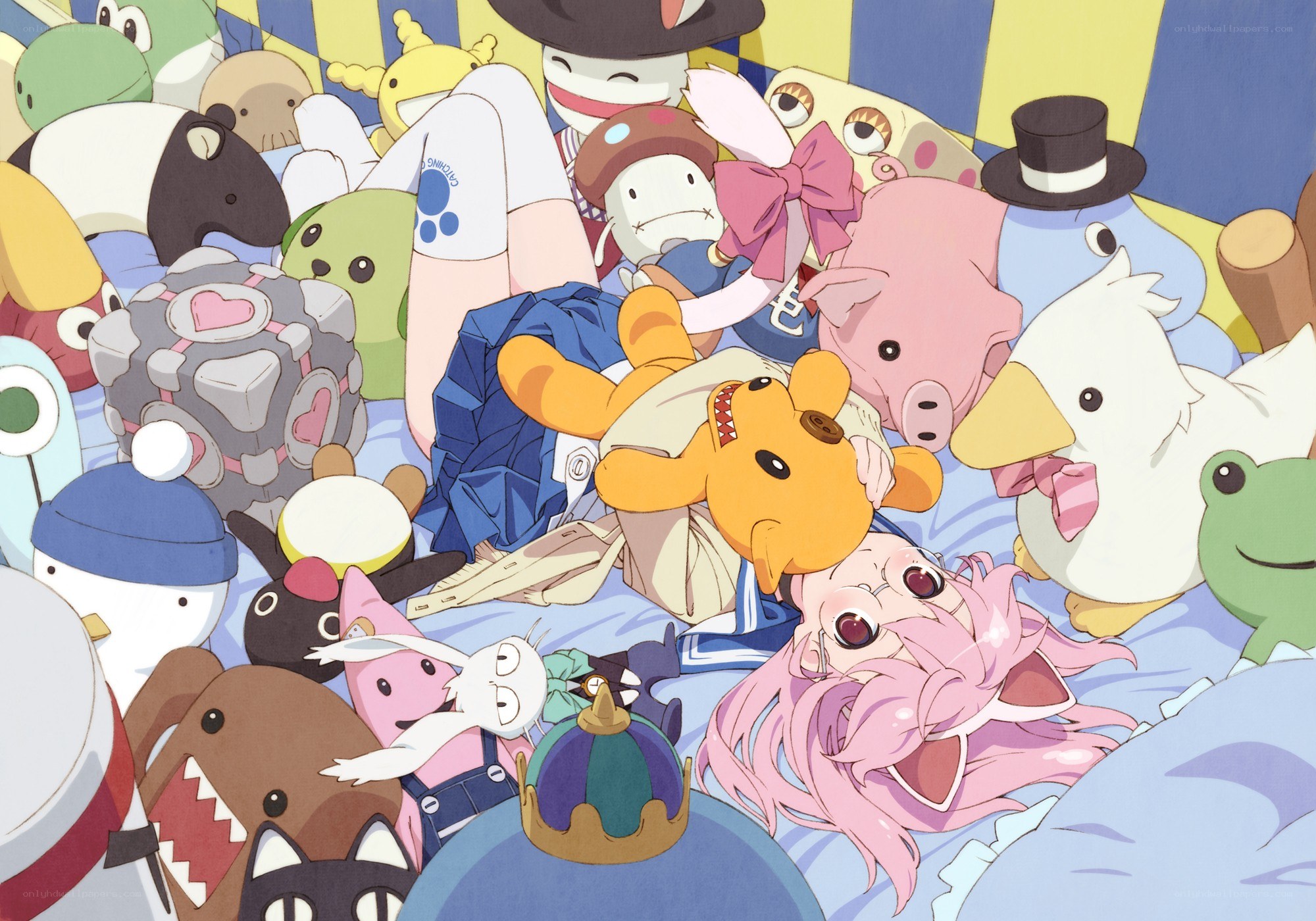anime characters with plush toys