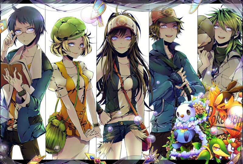 Anime Characters with Pokémon — Green, Playful