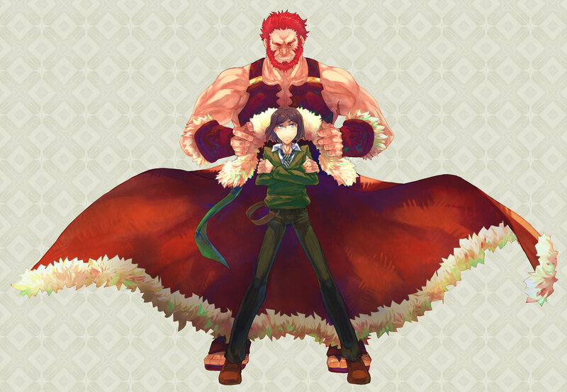 Anime characters with red cape