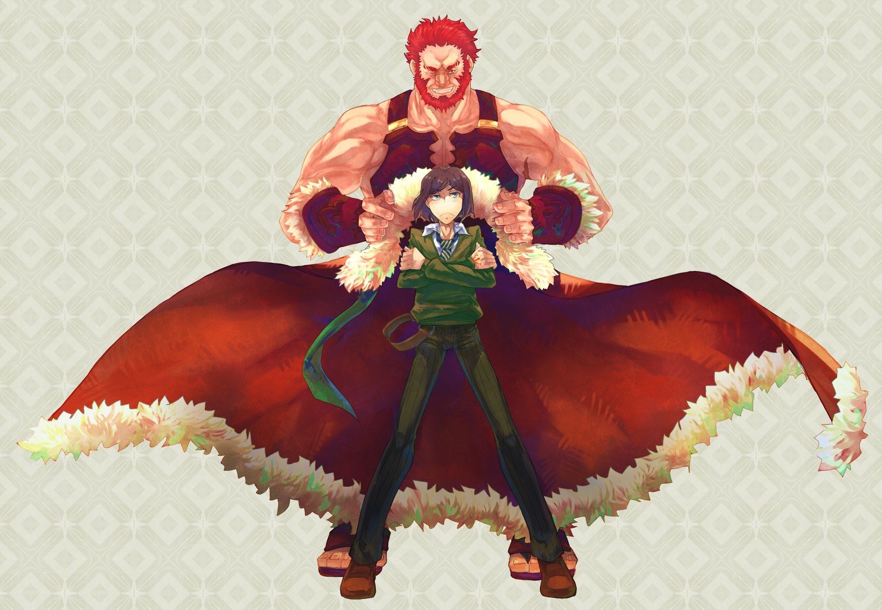 Anime characters with red cape