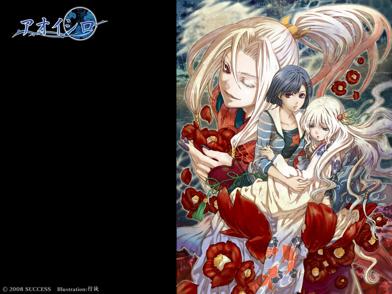 Anime characters with red flowers