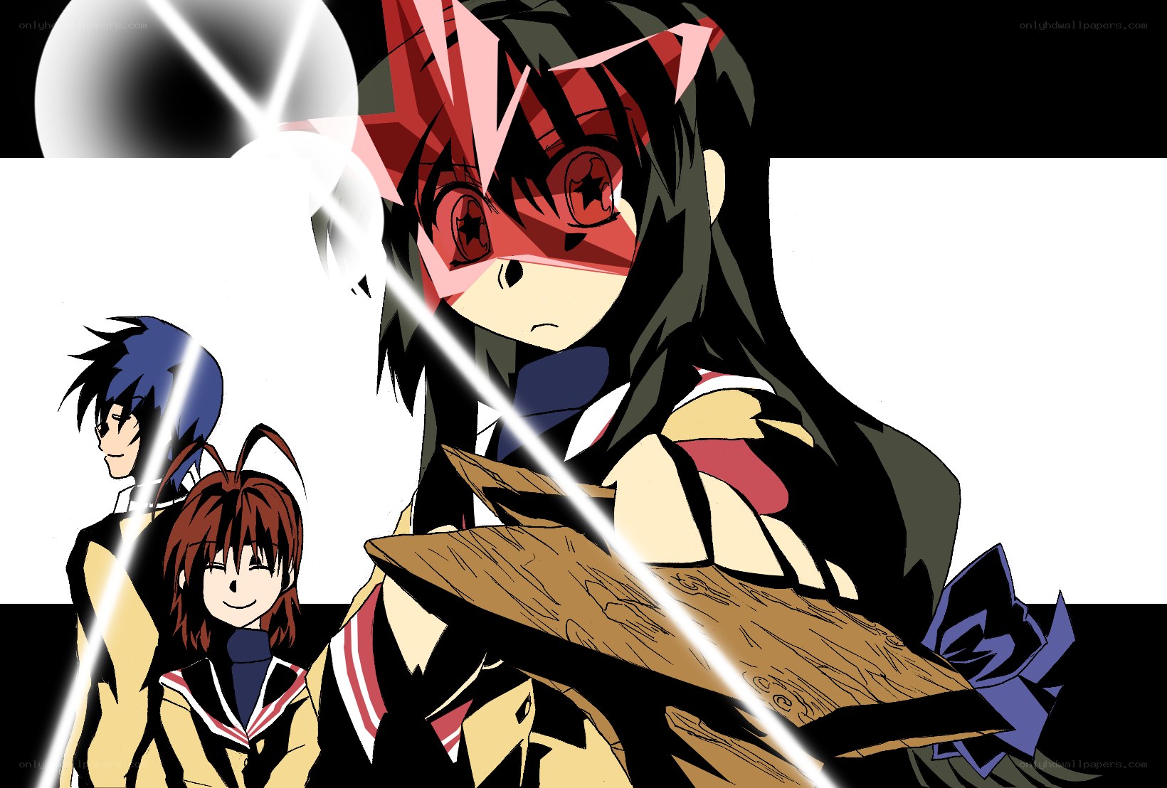 Anime characters with red mask