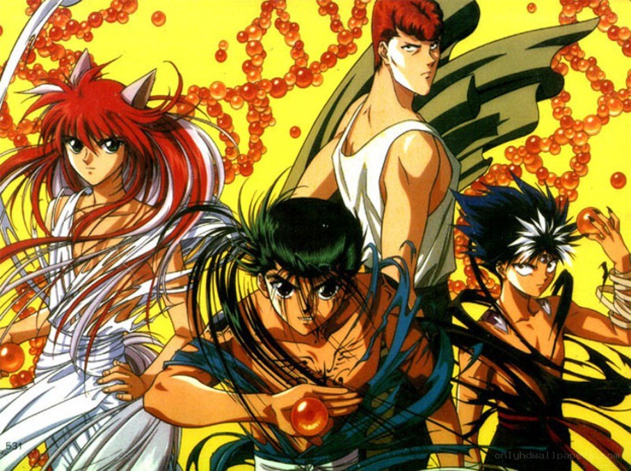 anime characters with red orbs