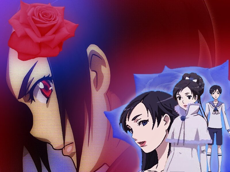 anime characters with red rose