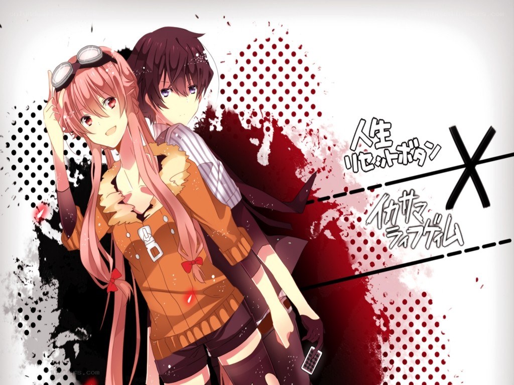 Anime characters with red splatter