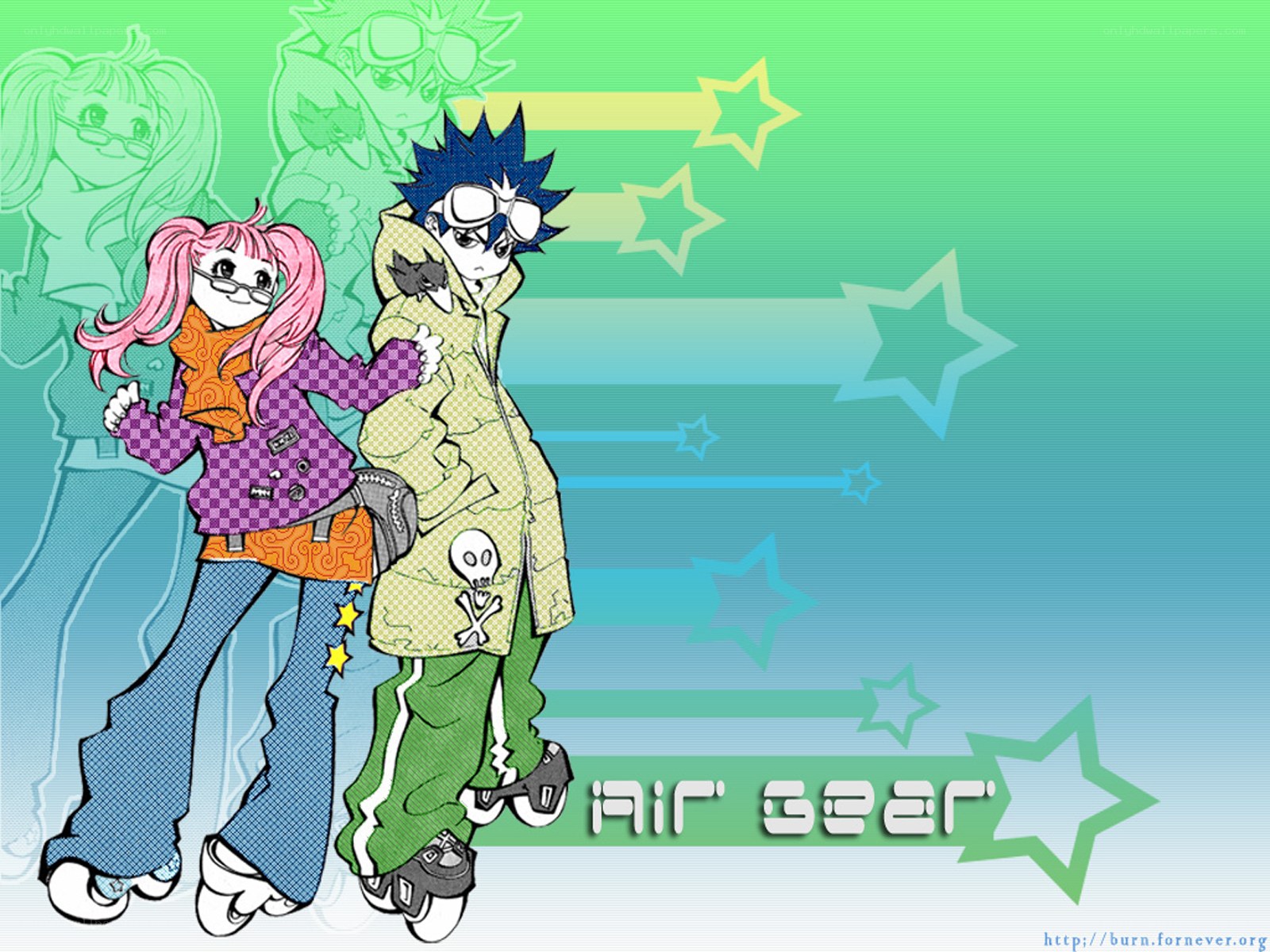 anime characters with roller skates