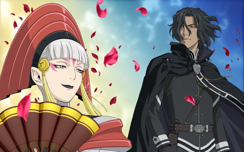 anime characters with rose petals