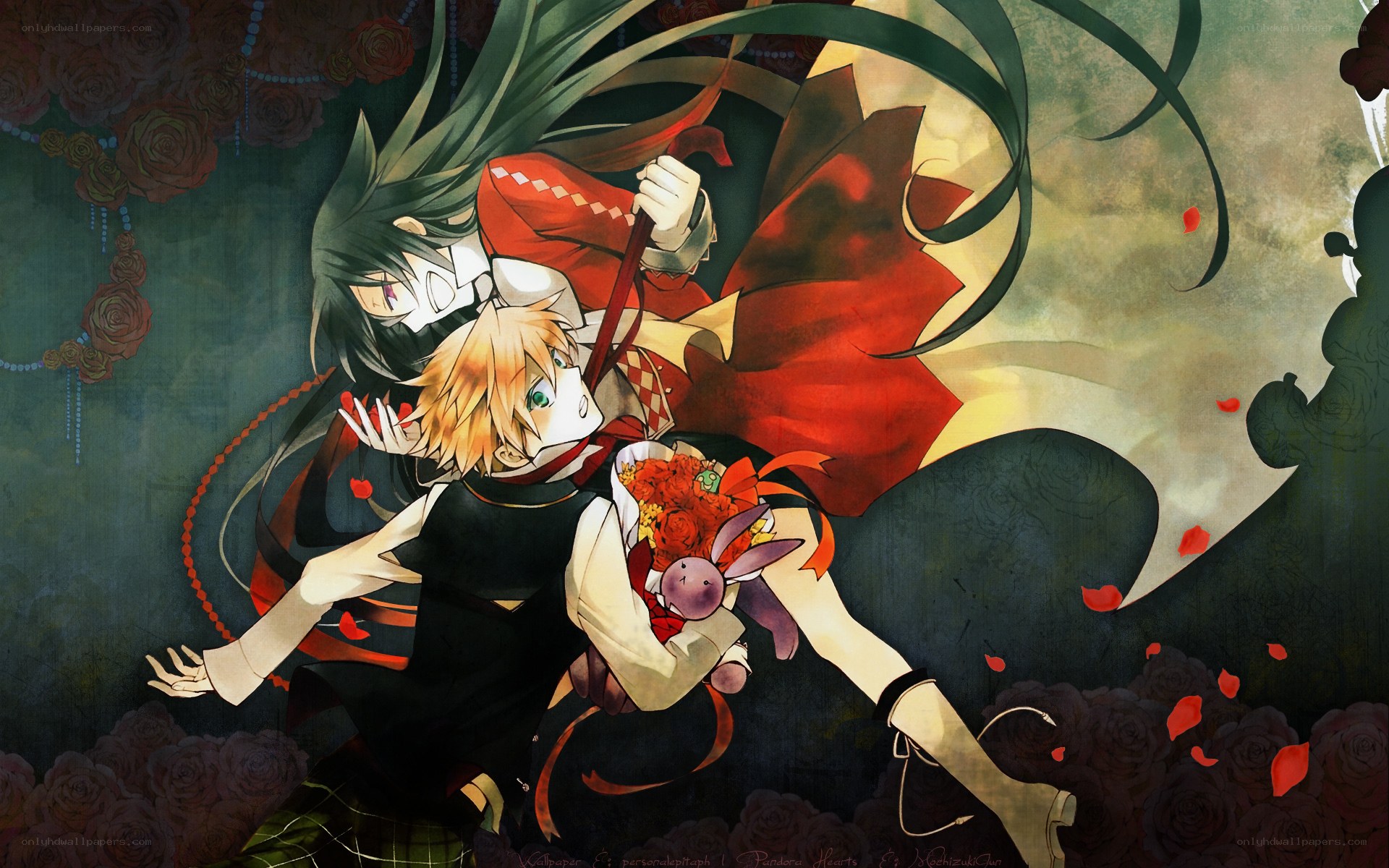 Anime characters with roses