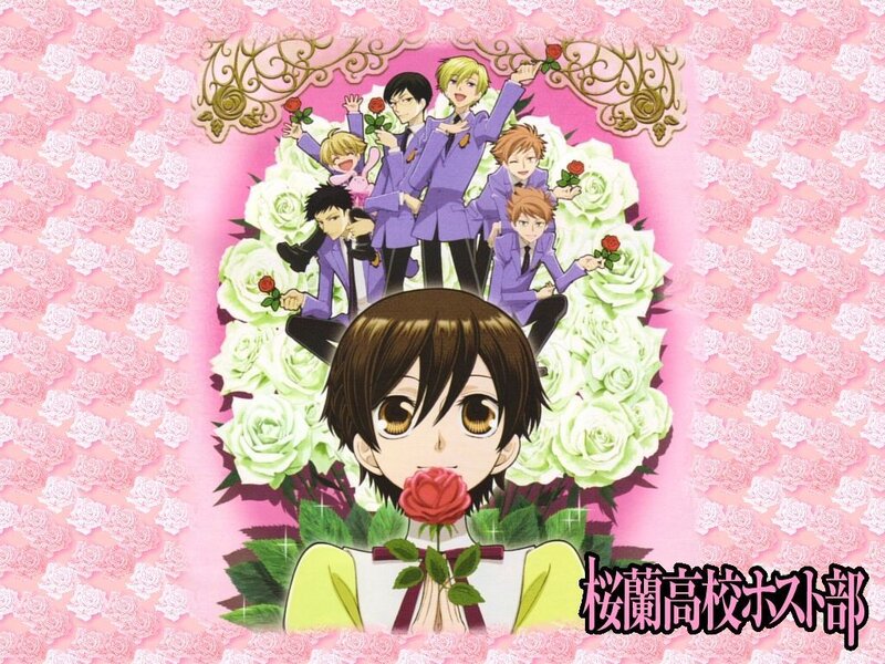 Anime Characters with Roses — Pink, Cheerful