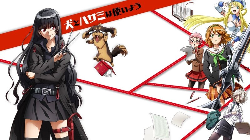 Anime characters with scissors and dog