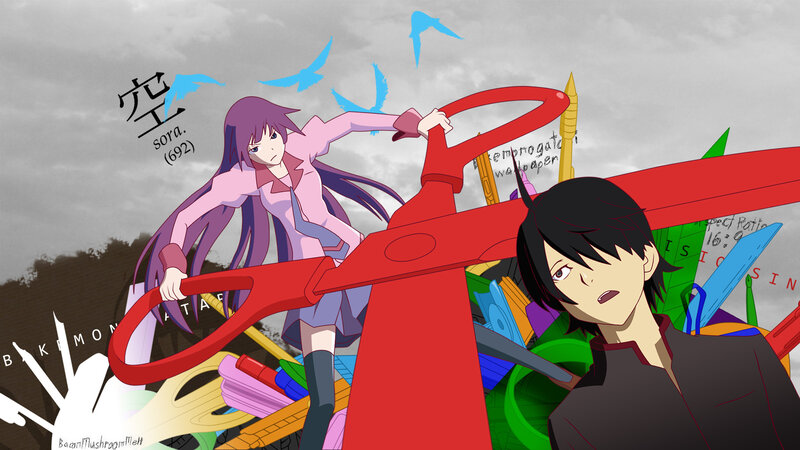 Anime Characters with Scissors — Red