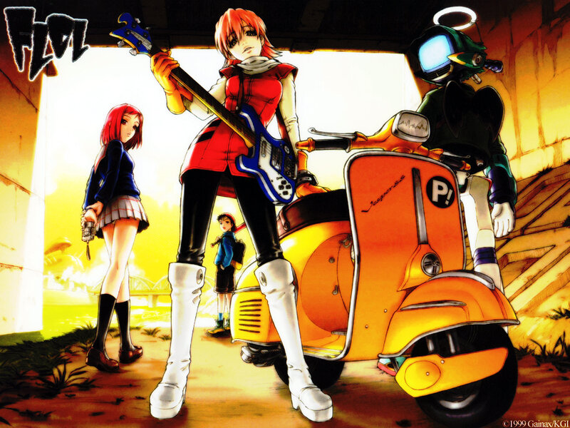 Anime Characters with Scooter — Yellow, Dramatic