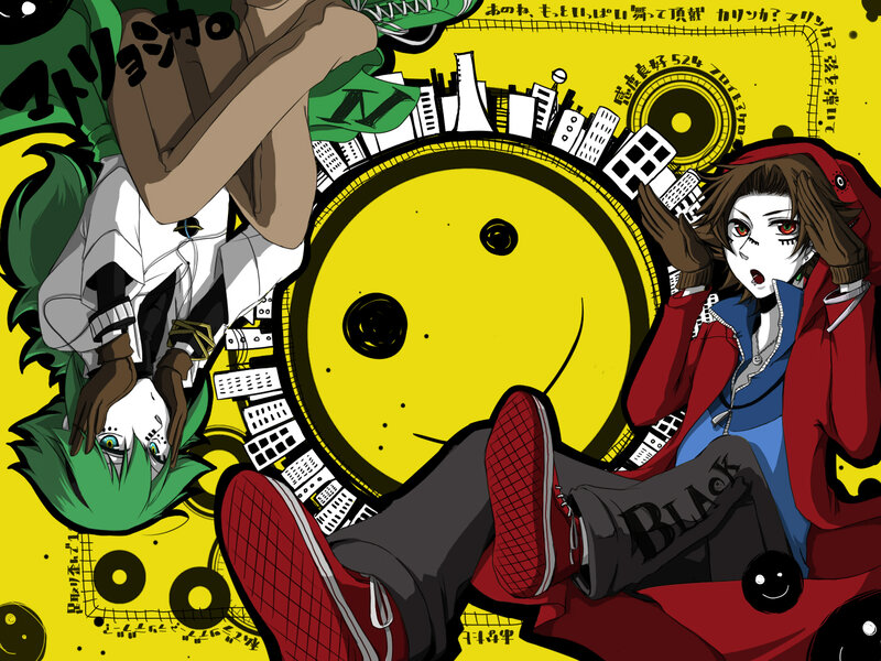 Anime characters with smiley face