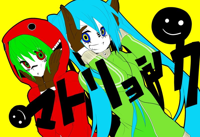 Anime characters with smiley faces