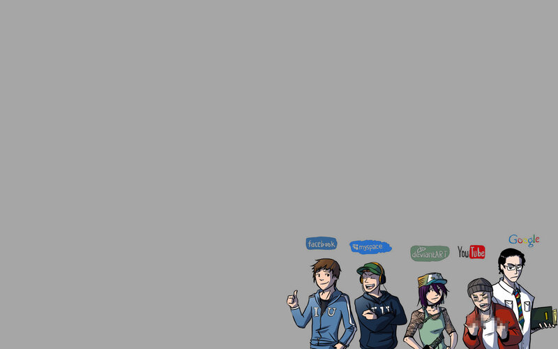 anime characters with social media icons