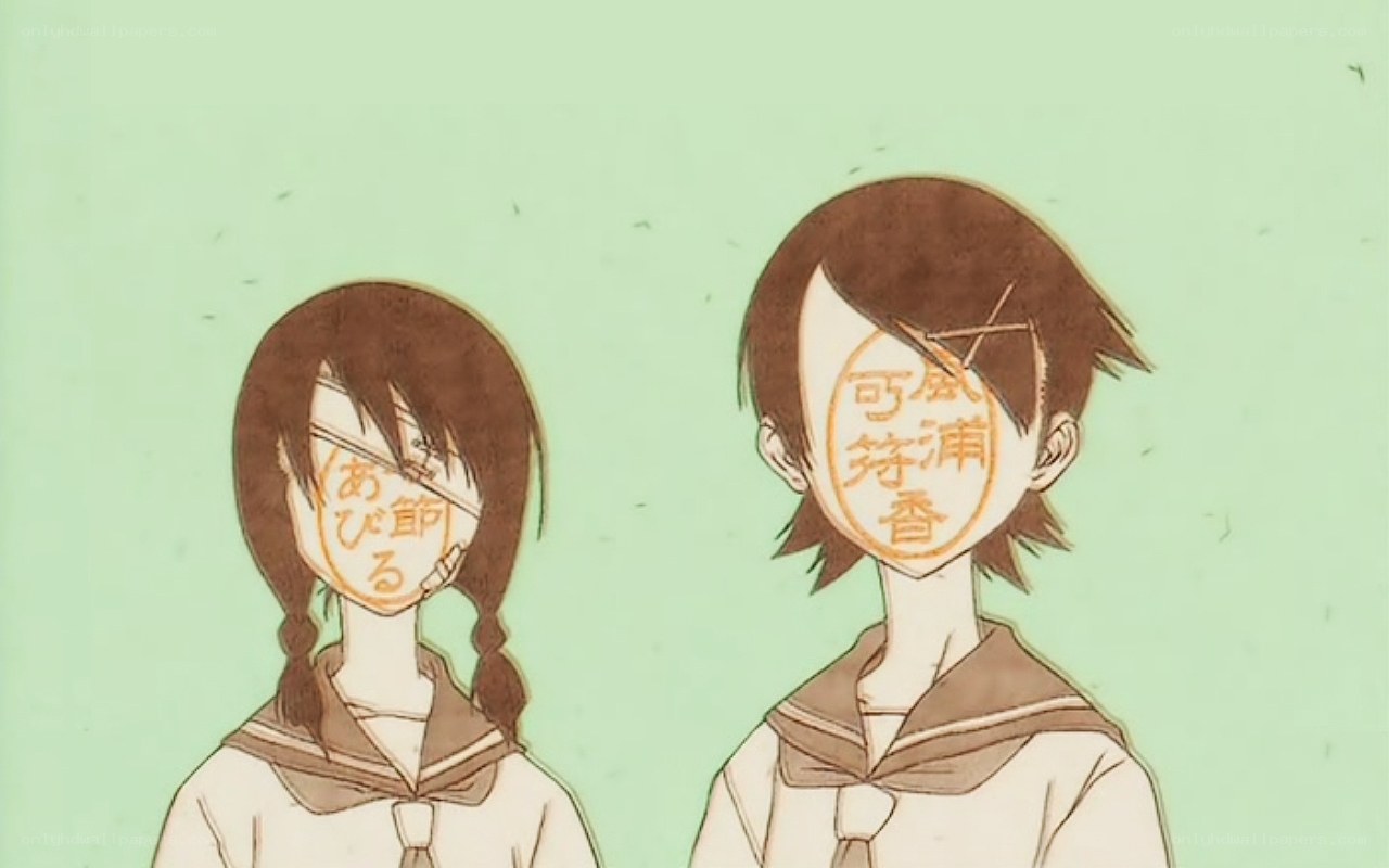 anime characters with stamped faces