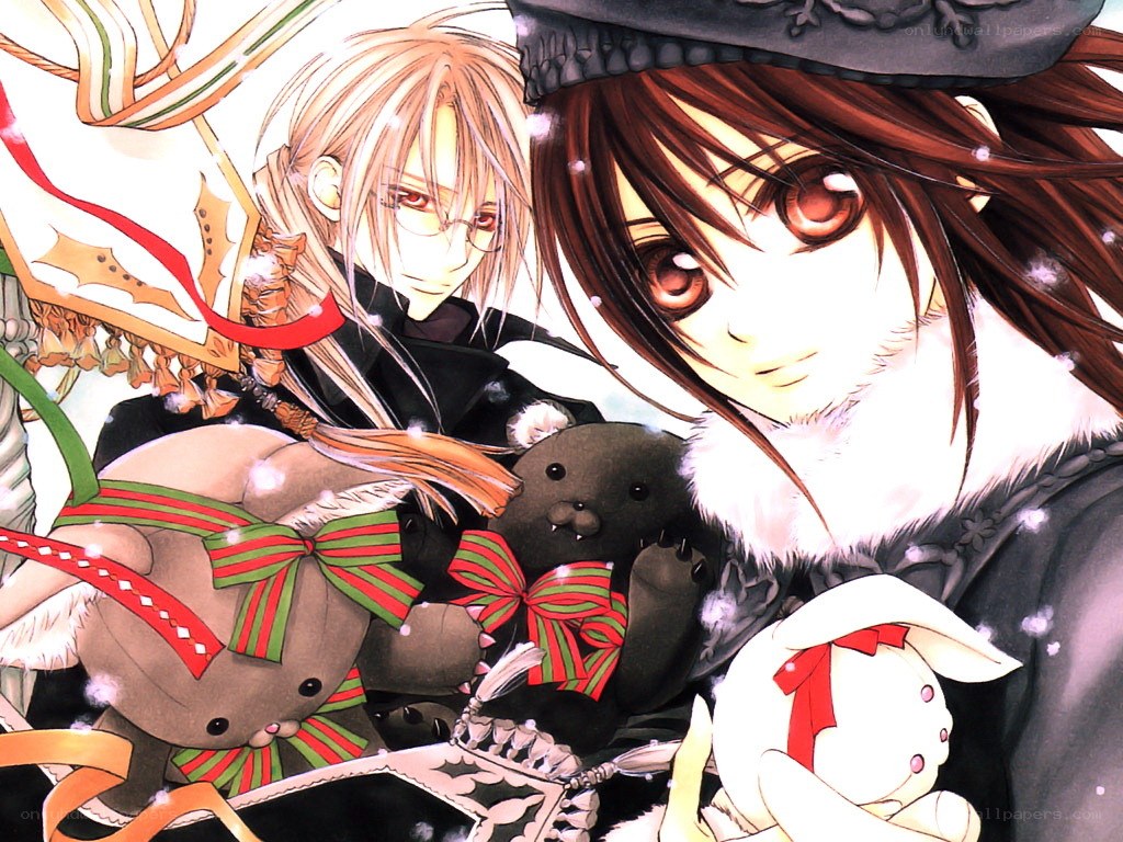 anime characters with stuffed animals