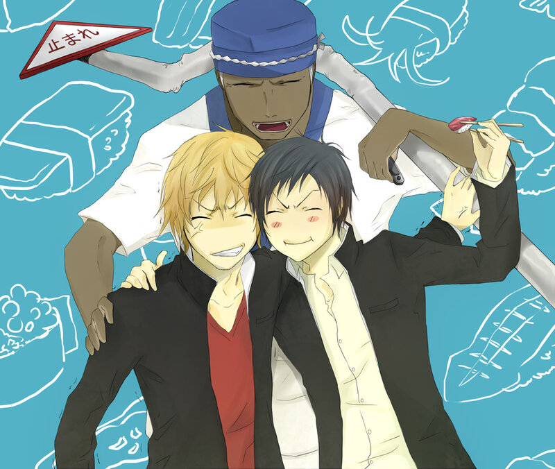 anime characters with sushi chef