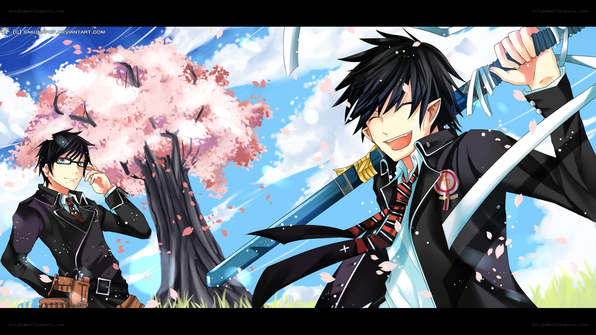 Anime characters with swords