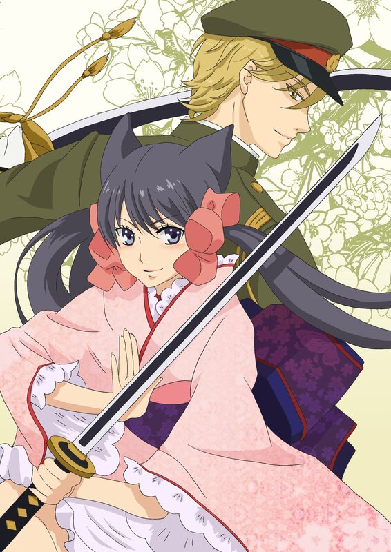Anime characters with swords