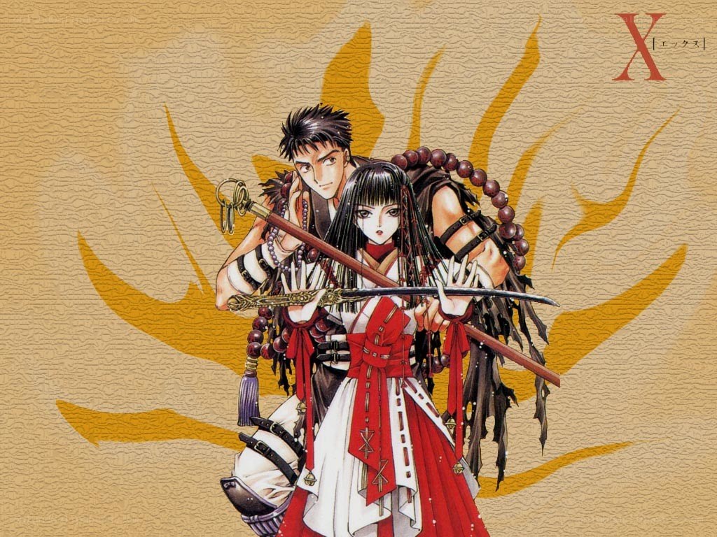 Anime characters with swords