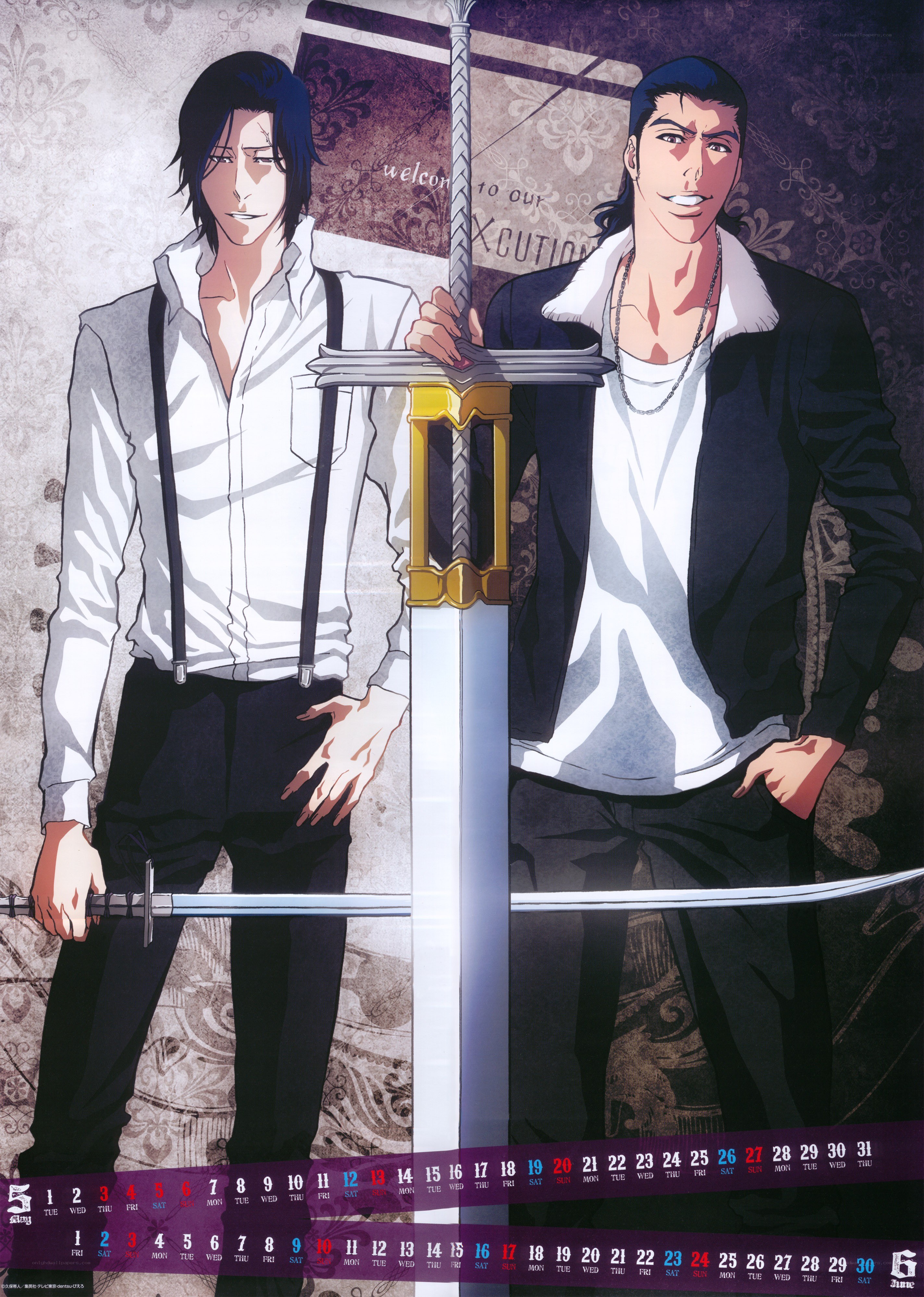 Anime characters with swords