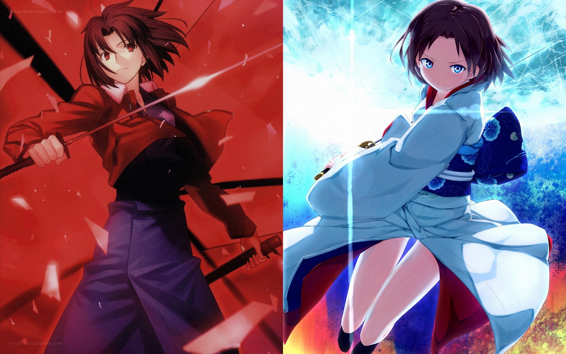 Anime characters with swords