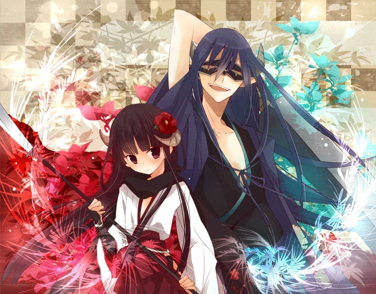 Anime characters with swords