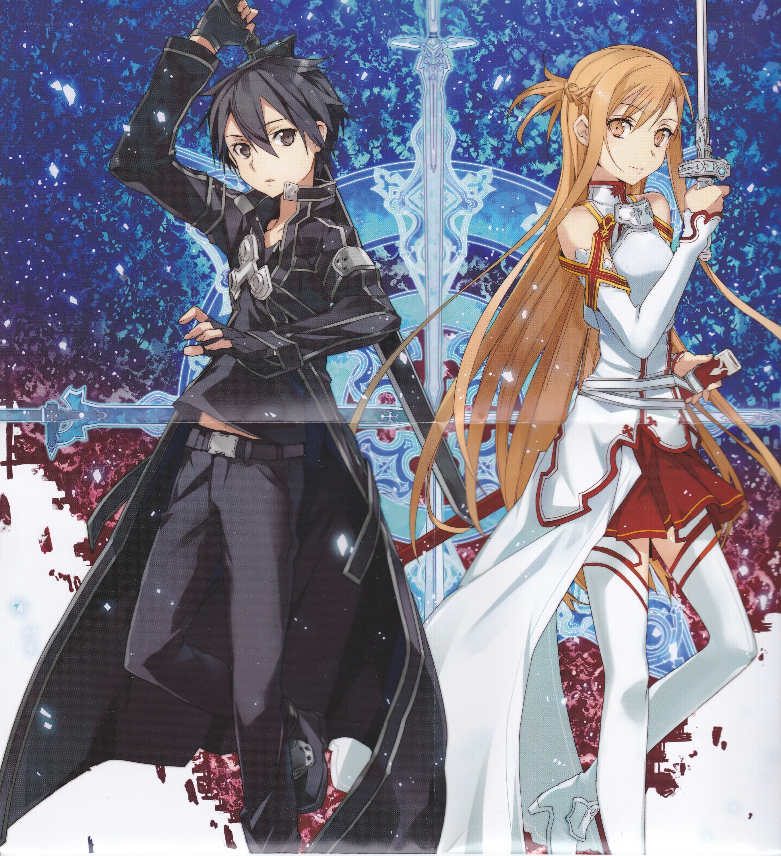 Anime characters with swords
