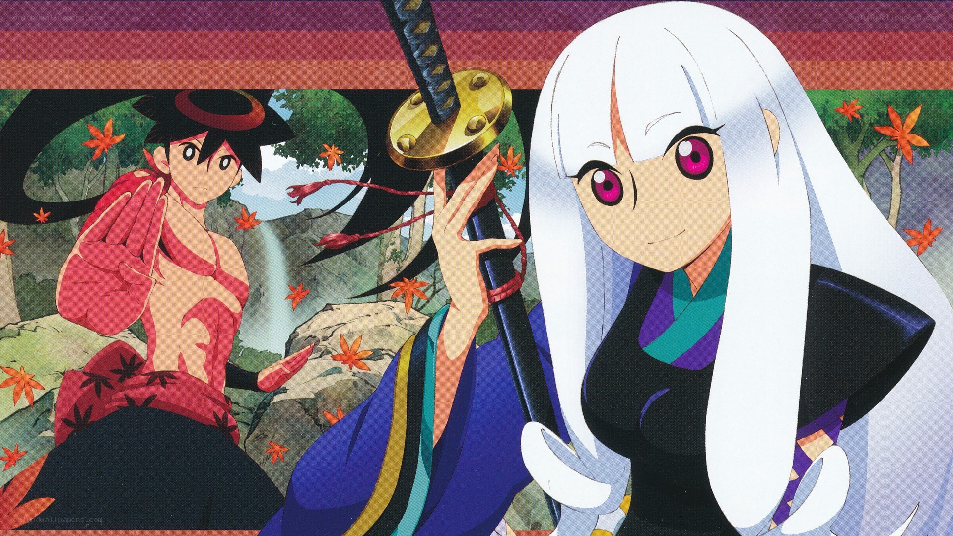 Anime characters with swords
