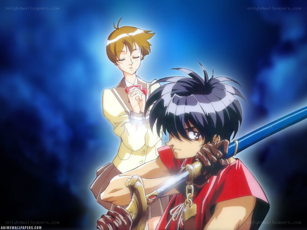 Anime characters with swords