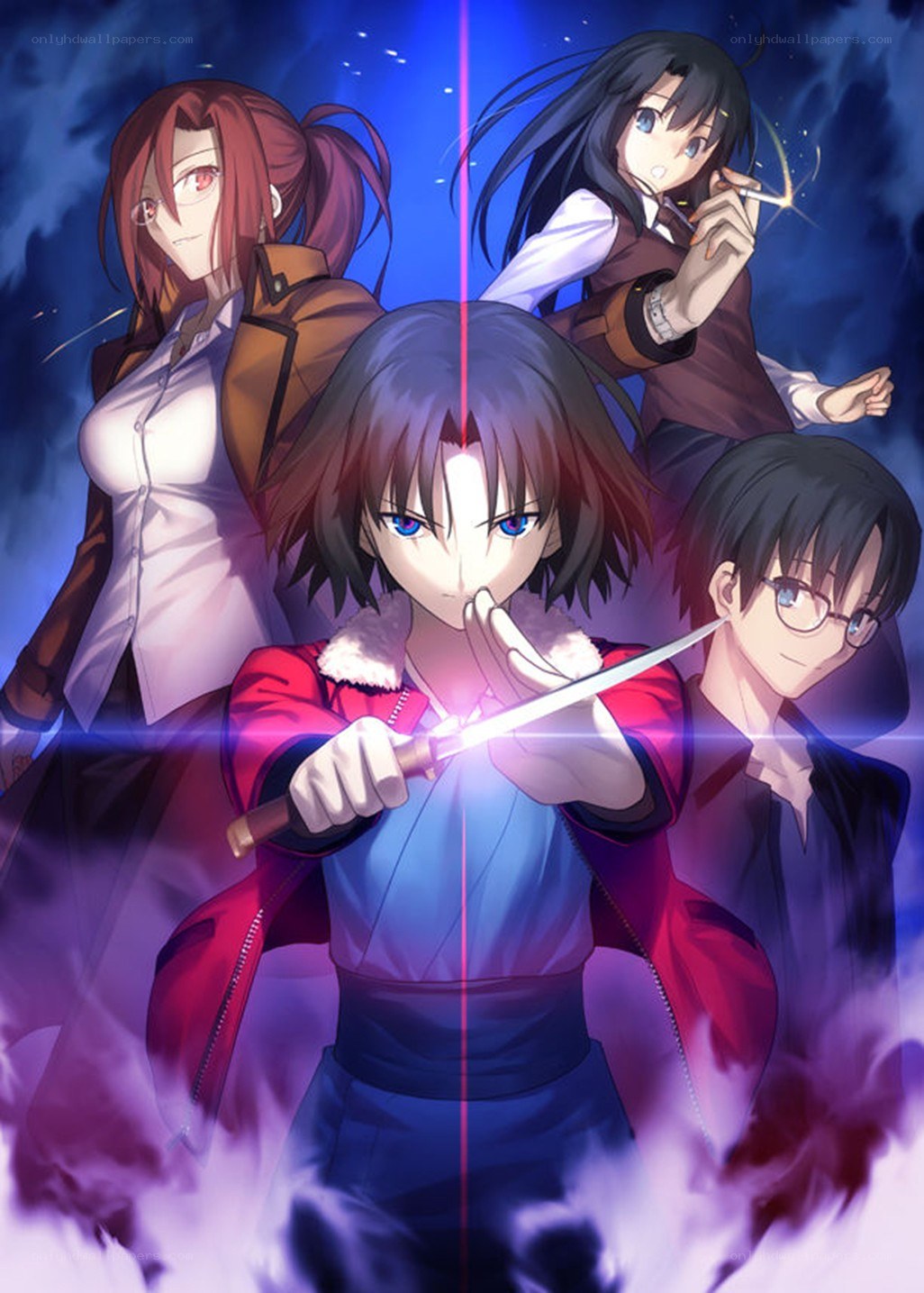 Anime characters with swords and magic
