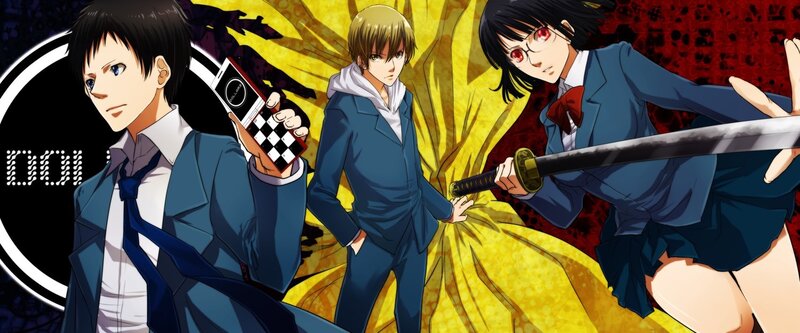 anime characters with swords and phones