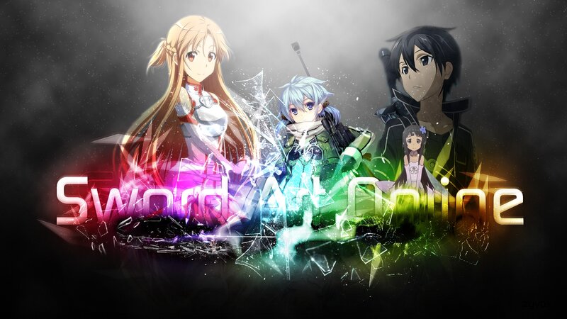 Anime Characters with Swords — Black, Dramatic, Shattered Glass
