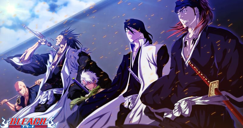Anime Characters with Swords — Purple, Dramatic, Afternoon