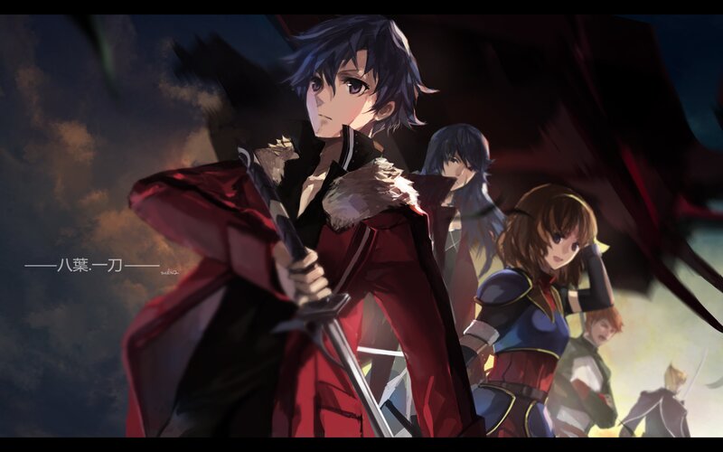 Anime Characters with Swords — Red, Dramatic, Night, Red Cloak