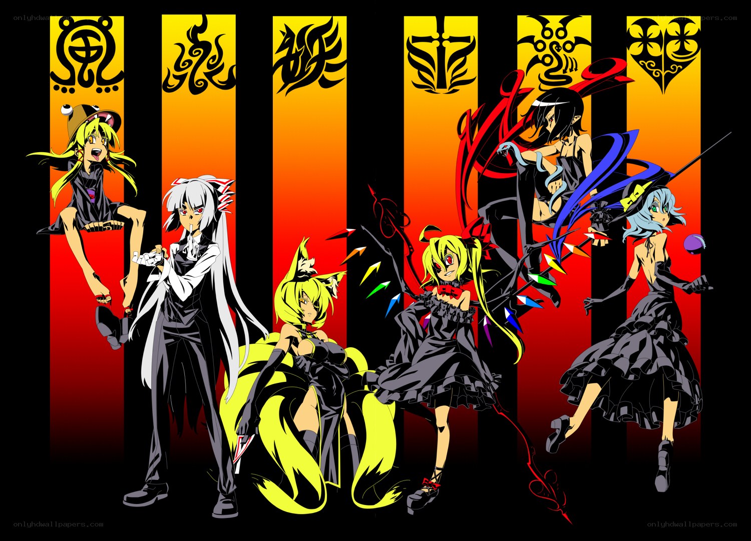 Anime characters with symbols